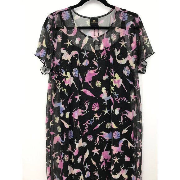 Torrid Disney The Little Mermaid Midi Mesh T-Shirt Dress Black 2X NEW - Picture 4 of 9